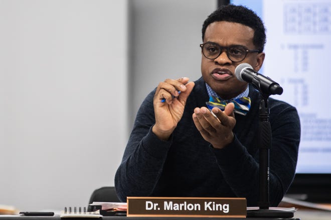 Superintendent Dr. Marlon King before the start of the internal school audit review during a JMCSS work session on Monday, Nov 1, 2021 in Jackson, Tenn. 