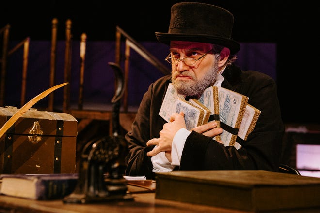 Caleb Shaw appears in a scene from the Round Barn Theatre's production of "A Musical Christmas Carol" that will be presented from Nov. 11 to Dec. 31, 2021, at the Barns at Nappanee.