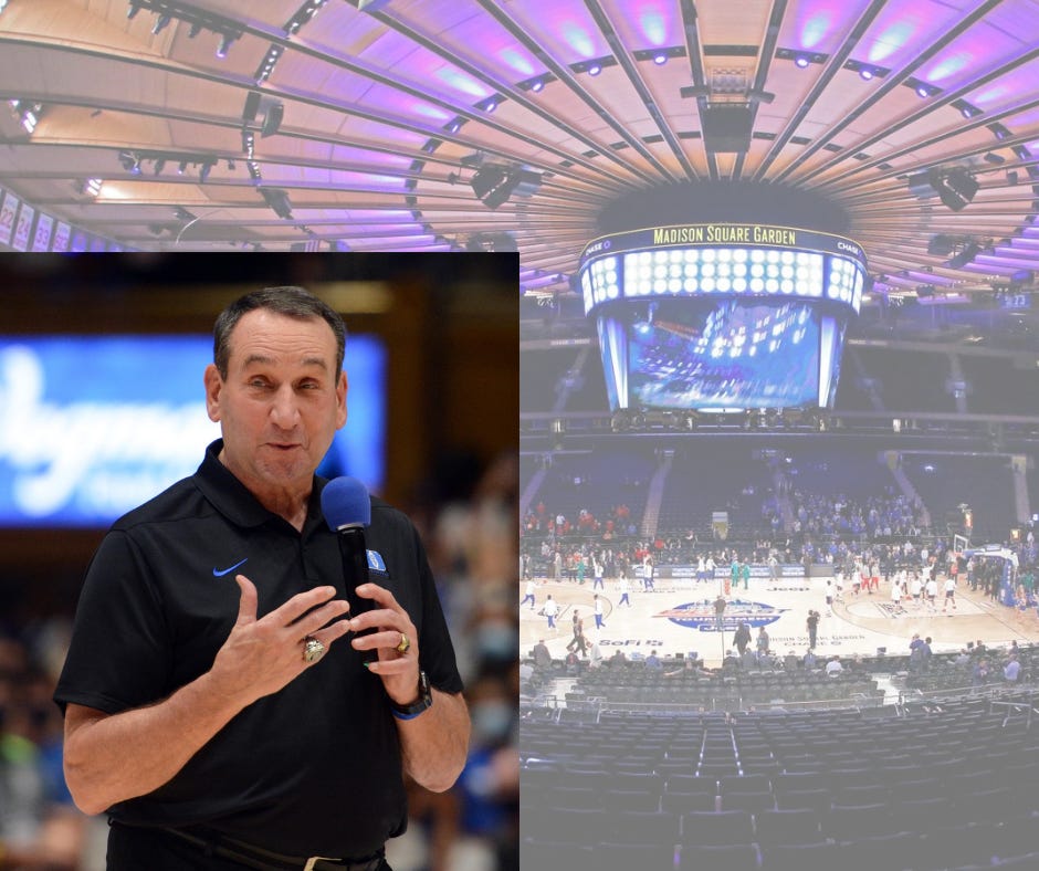 Duke's Coach K begins final season at Madison Square Garden