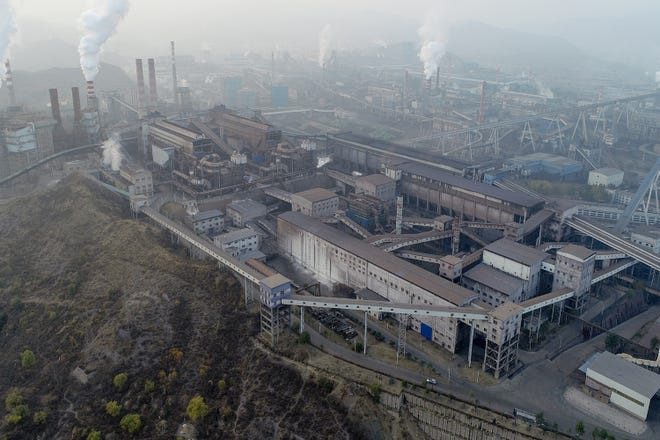 Aerial view of a coal-fired factory in Chengde, China, in 2018.