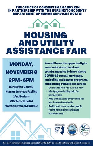 Burlington County is set to host a first-of-its-kind housing and utility fair Nov. 8 from 2 pm to 6 pm at the Burlington County Human Services Building for families in need.
