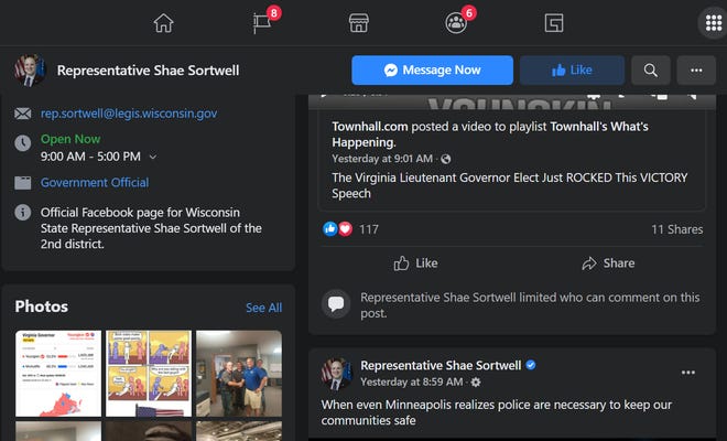 Rep. Shae Sortwell limits who can comment on his professional Facebook page. District courts determined in 2019 that such a move is a First Amendment violation.
