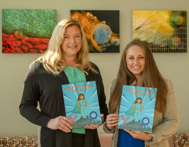 Mary Pickering, left, and Angela Messmer-Blust contributed as advisers to a children’s book dealing with COVID-19. The comic/coloring book is written and illustrated by Erin Kim.