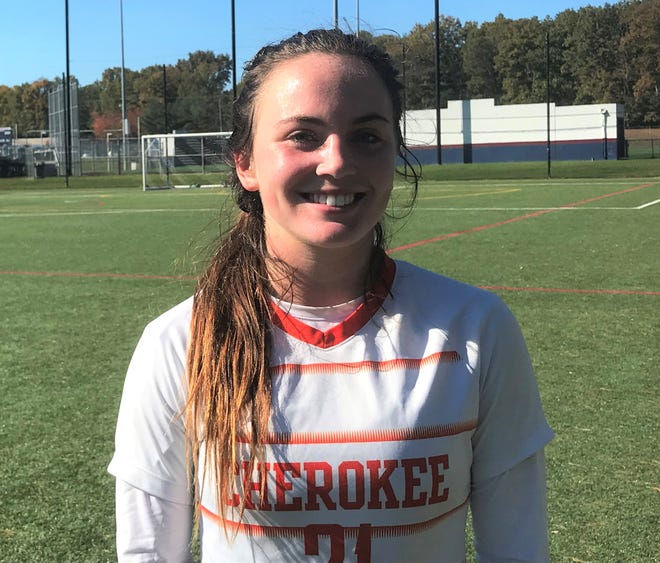 Katie Fricker netted two goals as Cherokee knocked off defending champion Eastern, 2-1, in overtime on Friday in the South Jersey Group 4 playoffs.