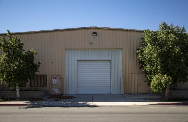 A warehouse space at 3589 McCarthy Road is slated to become a homeless navigation center in Palm Springs, Calif. The structure is seen on Friday, Nov. 5, 2021.