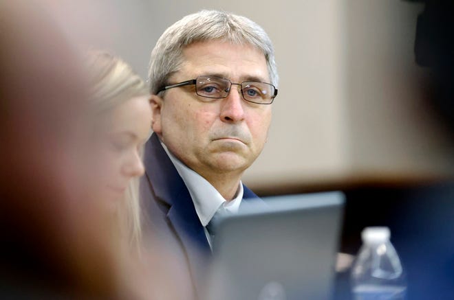 William "Roddie" Bryan listens to opening statements in the trial of the accused killers of Ahmaud Arbery at the Gwynn County Superior Court on November 5, 2021 in Brunswick, Georgia.