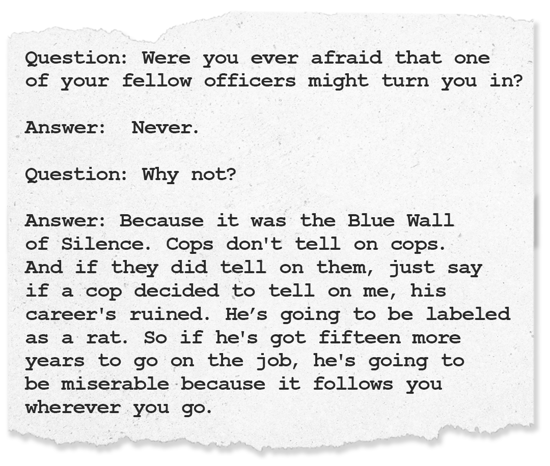 New York Police Department Officer Bernard Cawley testified before the Mollen Commission in 1994. He was one of several who testified to the prevalence of a code of silence inside the department.