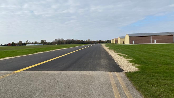 The repaved Taxiway B at the Lenawee County Airport is pictured Friday.