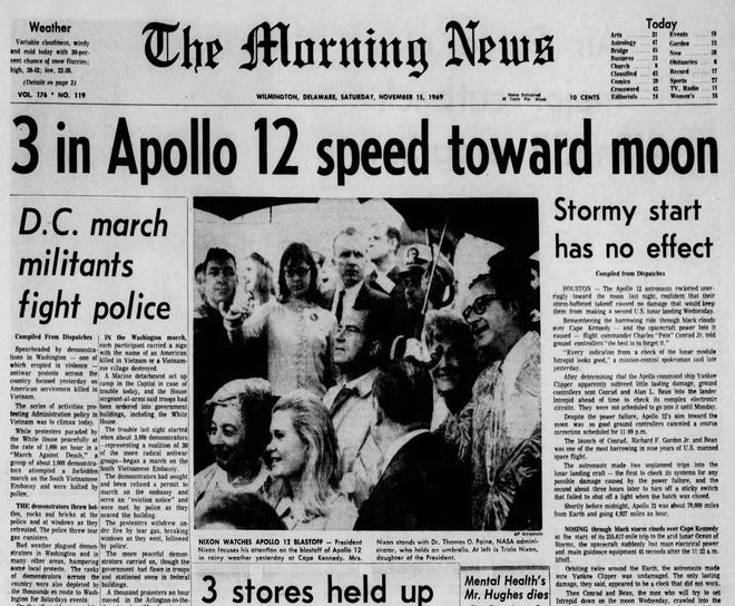 Front page of The Morning News from Nov. 15, 1969.