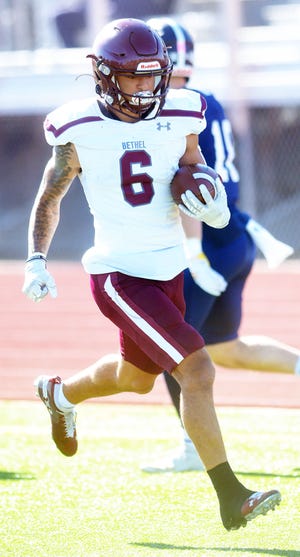 Bethel running back Mason Murray breaks a long run against Saint Mary. Bethel steps up to play NCAA Division II West Texas A&M Saturday on the road.