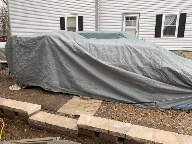 The "tent" that Amy Miller lived in for five months last winter outside her home in Kings Mills. Anxiety over a suspected break-in drove her to feeling that she could no longer live inside her house, Miller said. She went for treatment in March at the Lindner Center for Hope.