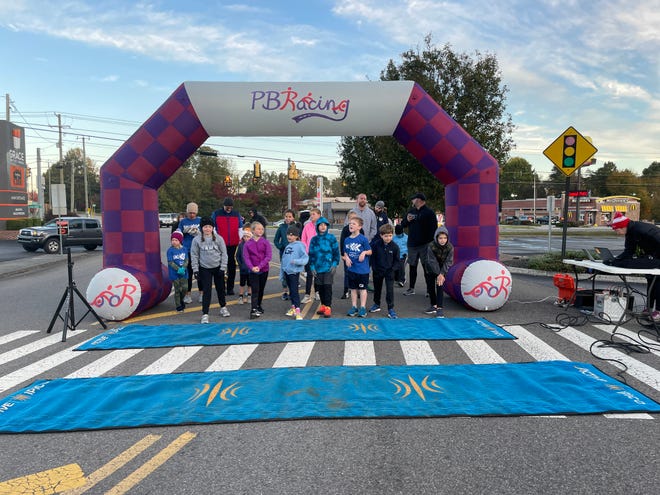 Student runners at the starting line for the 1 mile Fun Run at the annual Ram Run held at Grace Christian Academy Saturday, Nov. 6, 2021.