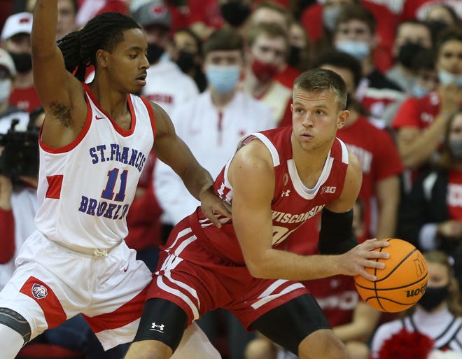 Wisconsin guard Brad Davison, shown in a previous game, led the Badgers with 25 points against Providence on Monday night at the Kohl Center.