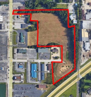 The location of a planned 180-unit apartment complex in the town of Mooresville.
