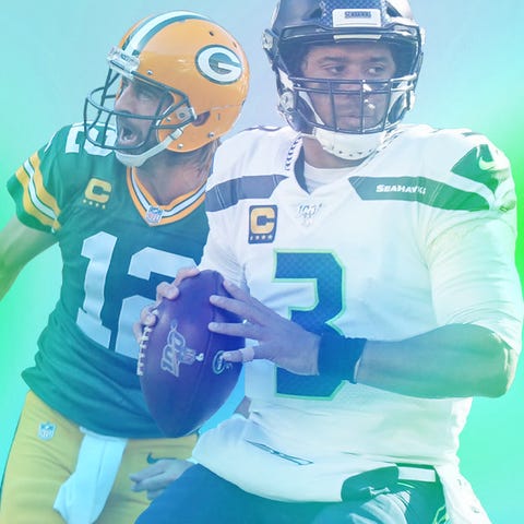 Packers QB Aaron Rodgers and the Seahawks' Russell