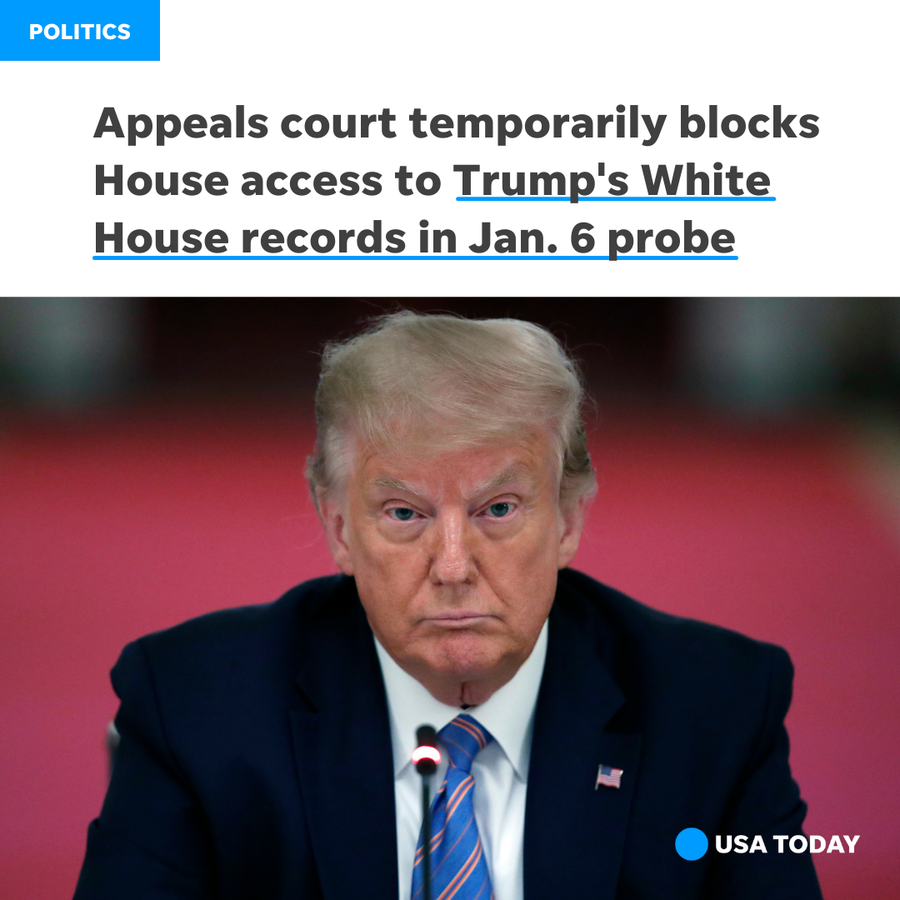 A three-judge panel of a federal appeals court agreed Thursday to temporarily block the release of former President Donald Trump's administration documents.