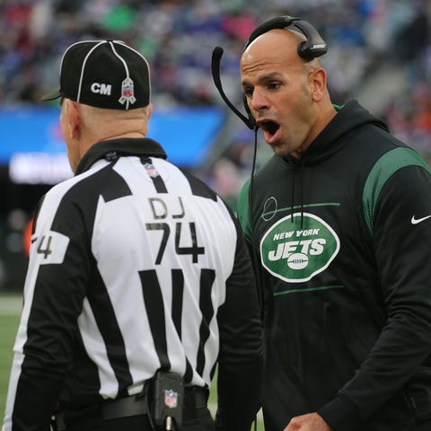 Jets head coach Robert Saleh expresses his displea