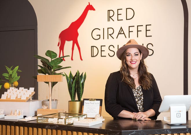 Kate Stevens, founder and owner of Red Giraffe Designs, pictured in her Easton location in 2021.