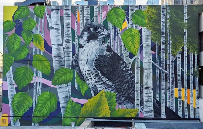 The mural at 2 Mercantile Center by Sophy Tuttle was completed in October. Tuttle, a self-proclaimed bird lover and nature artist, participated in last year's Pow!Wow! Worcester as well.