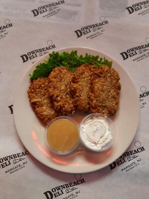 Latkes, applesauce and sour cream and Downbeach Deli in Margate City.