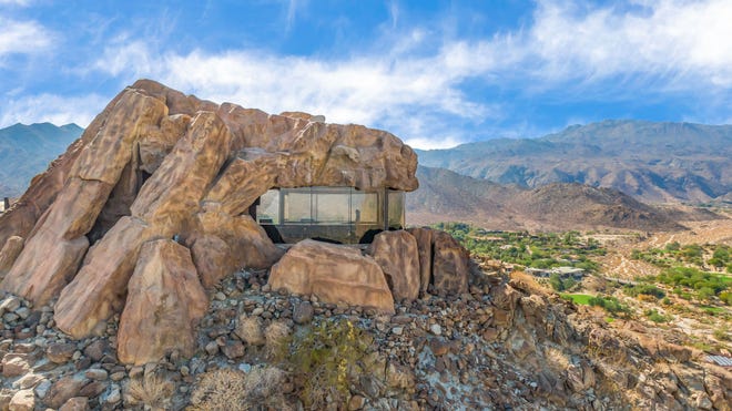 706 Summit Cove in Palm Desert features a private office built into the mountain overlooking the Coachella Valley
