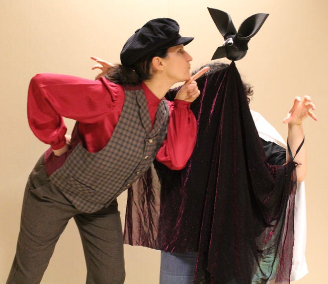 Kristie Koehler Vuocolo as Hershel, left, and Rachel Arpin as a goblin in CATCO’s production of “Hershel and the Hanukkah Goblins.”