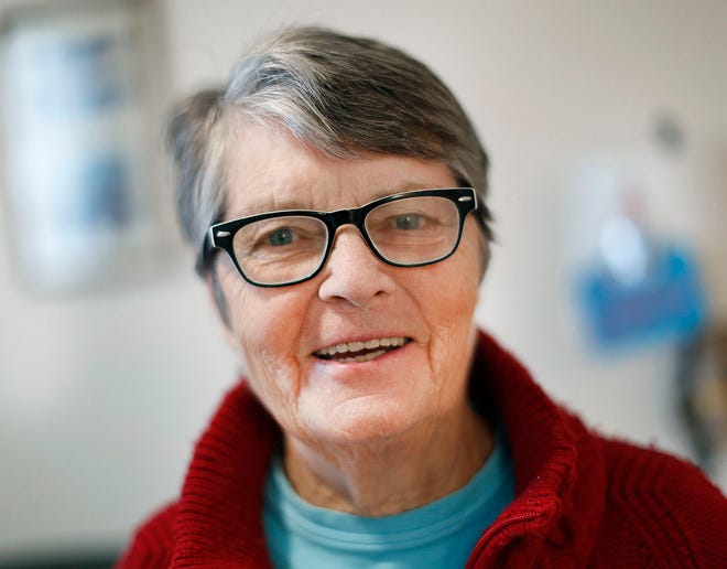 Annie Donovan, 78, in her living unit at Duxbury House memory care residence, a part of the Village at Duxbury, on Wednesday, Nov. 17, 2021.