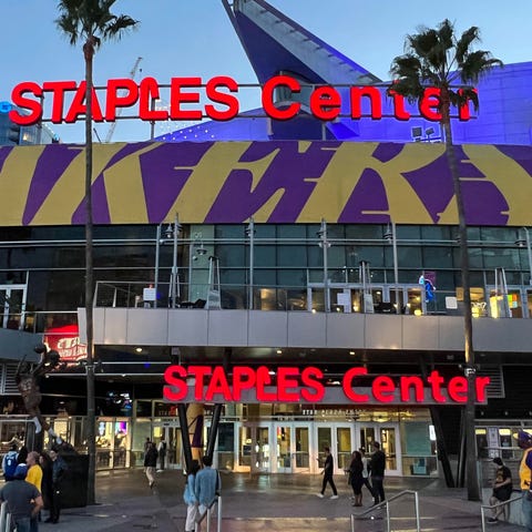 A general overall view of the Staples Center exter