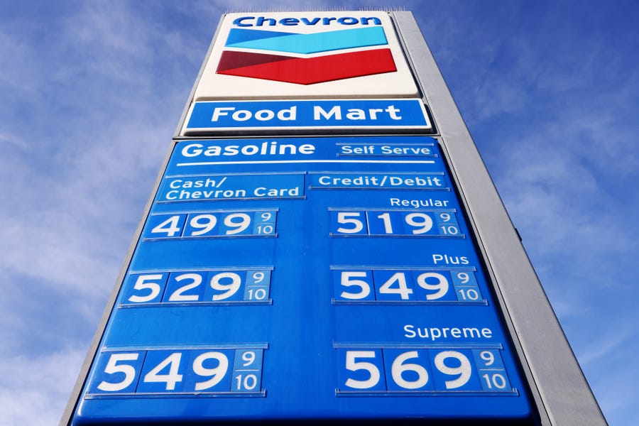 Gasoline prices top $5 per gallon Nov. 15 in Los Angeles.