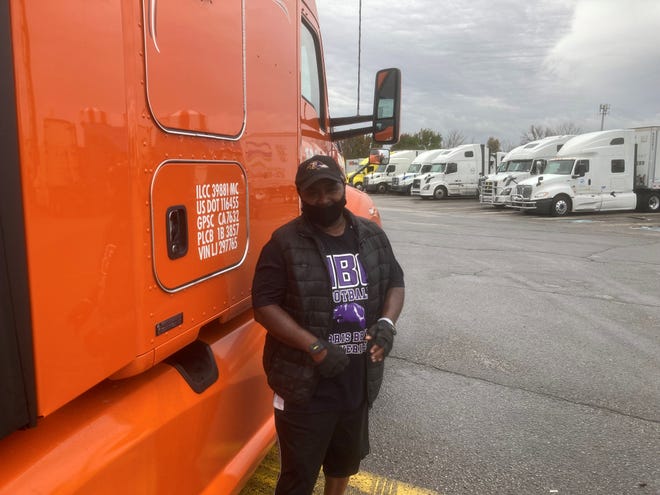 Kamal Butz, a driver for J & R Schugel Trucking in Columbus, Ohio, was delivering a shipment of clothes from Georgia to a warehouse in Columbus on Thursday, Nov. 18. With so many drivers on the road, Butz said it's imperative to get to truck fueling stations early or risk not being able to fuel up.