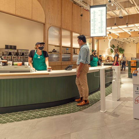 The new Starbucks Pickup with Amazon Go store in N