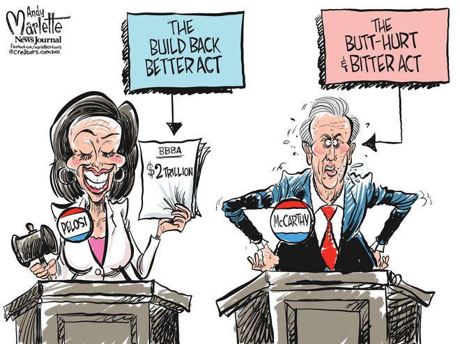 Marlette cartoon: Pelosi better, McCarthy bitter