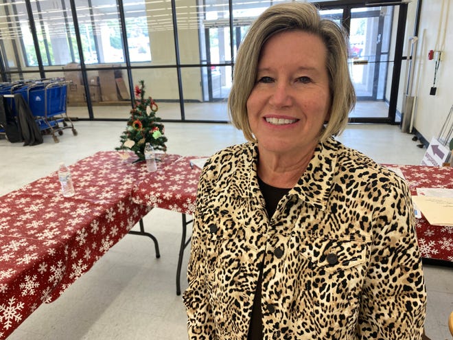 Lisa Harvey, Christmas Connection Coordinator for Catholic Charities of Northwest Florida inside the drop-off location at 2990-2 Apalachee Parkway.