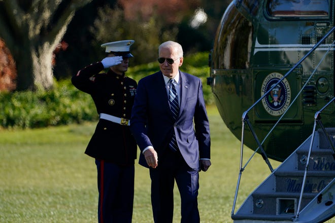 President Joe Biden leaves Marine One on the South Lawn of the White House in Washington, Friday, November 19, 2021, after returning from Walter Reed National Military Medical Center for his annual physical.