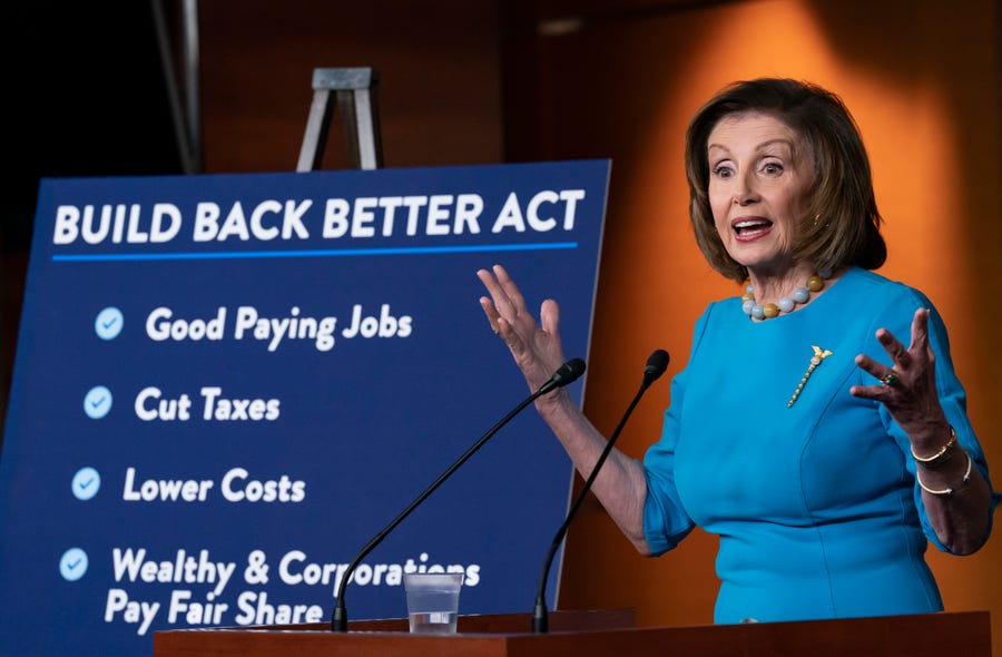 "If you're an American, this bill is for you," House Speaker Nancy Pelosi, D-Calif., says of the Build Back Better Act.
