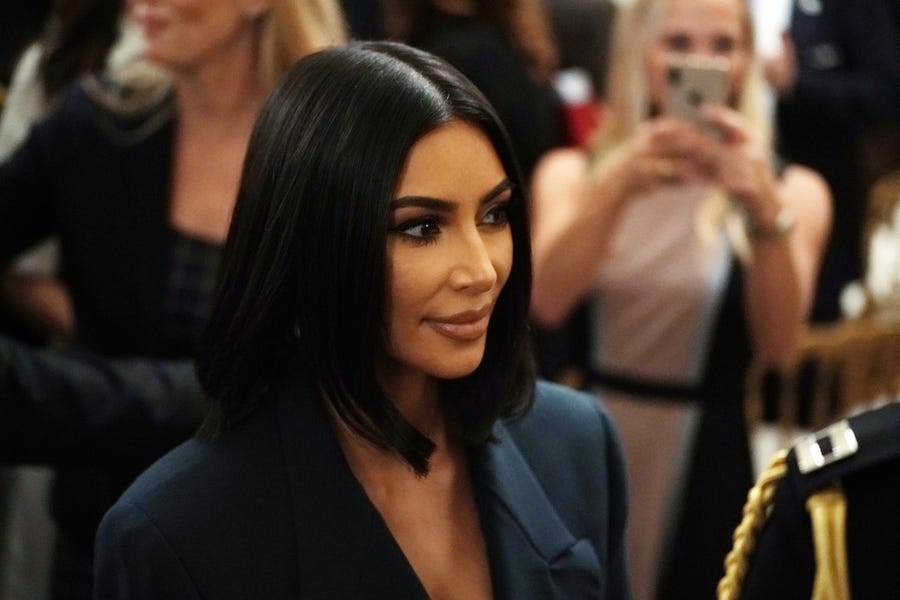 Kim Kardashian West leaves an event President Donald Trump held June 13, 2019, at the White House to highlight the achievements of Second Chance hiring and workforce development.
