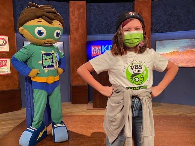 At this year's "Read for the Record" event, Las Cruces families had an opportunity to visit KRWG-TV to participate in the reading of “The Patchwork Dragon,” tour the station, and to have their picture taken with Super WHY!