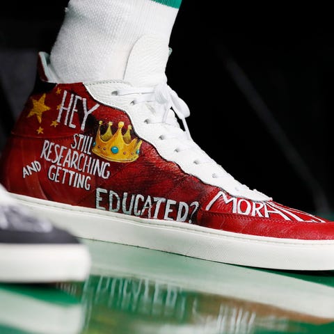 Enes Kanter's shoes during Friday's game in Boston