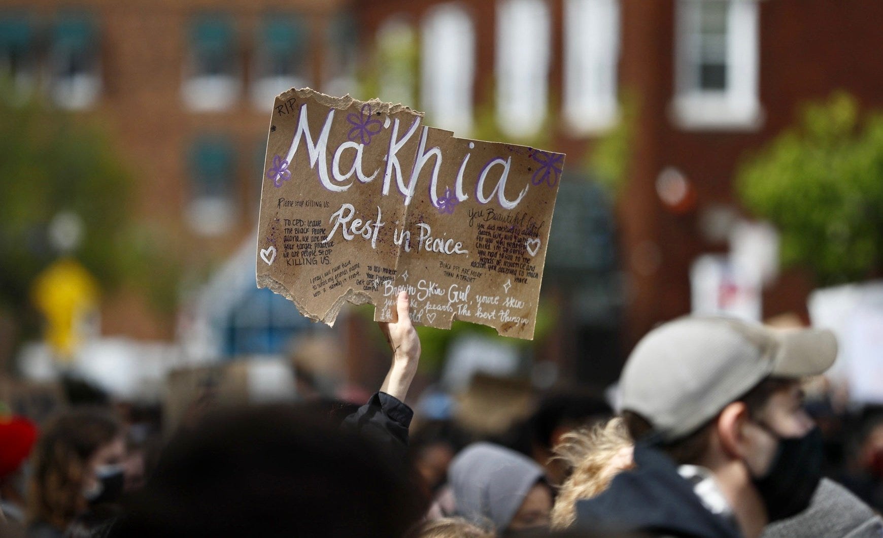 Ohio State students gather on High Street to protest the police shooting that killed Ma'Khia Bryant in April.