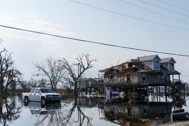 Flooding after Ida in lower Pointe-aux-Chenes on September 4.
