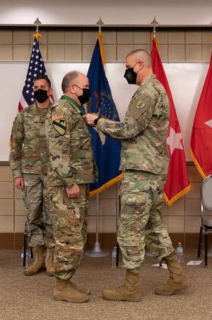 Outgoing commander, Brig. Gen. Leo Ryan, (left) has led over 3,000 N.D. Guard Soldiers of since Sept. 2018.