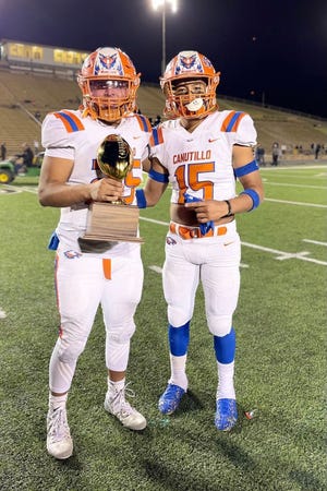 Canutillo brothers Chuy, left, and Eduardo Carrillo have been key players for the Eagles on defense this season.