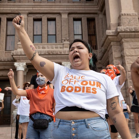 Leen Garza participates in a protest on Sept. 1, 2