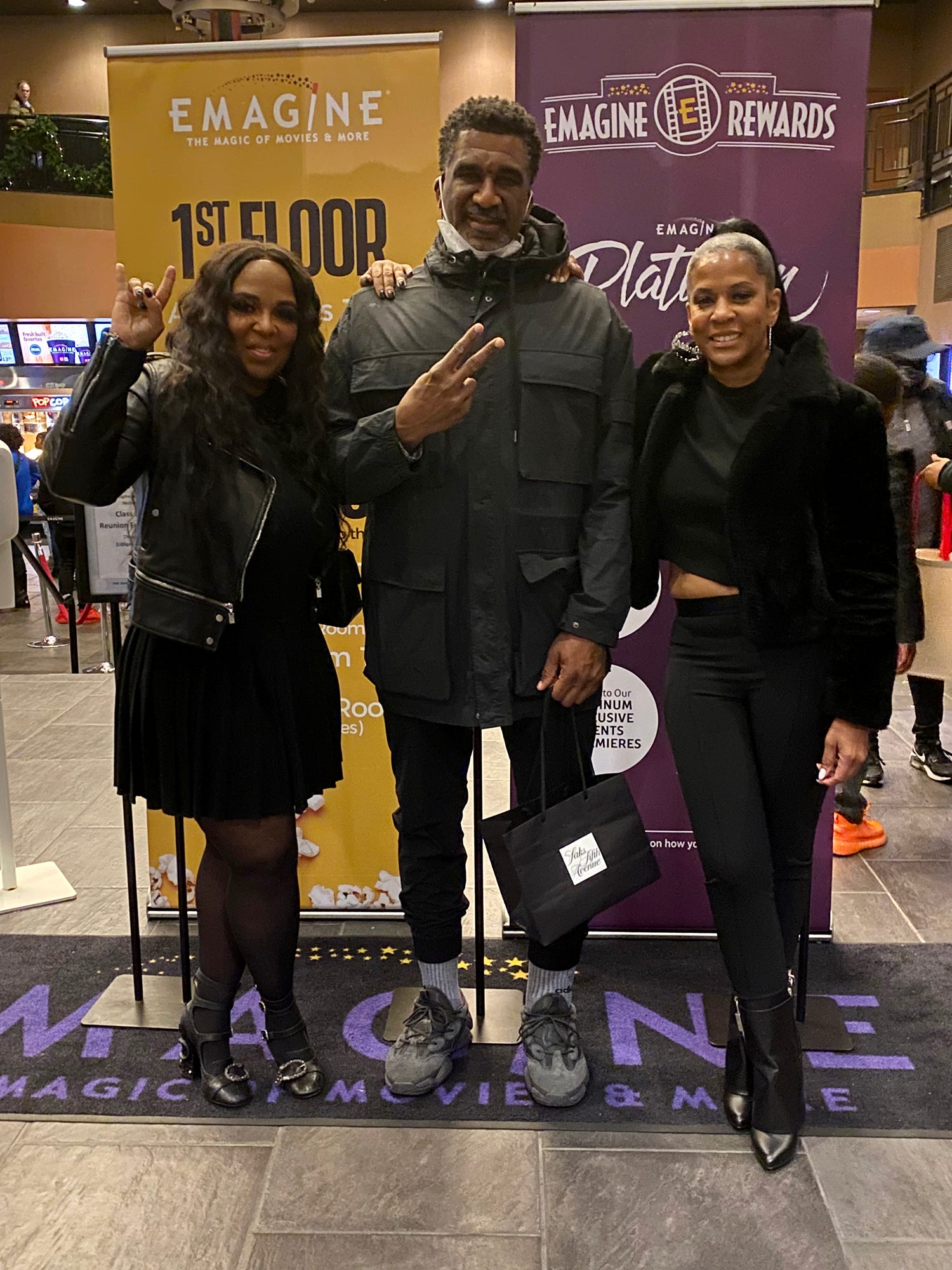 From left to right, Dorothy Burston of “Tuff Cookiez”, Horatio Williams, founder of The Horatio Williams Foundation and Tonesa Welch of SylentHeart Foundation all pose together after the King Richard screening in the lobby of the Emagine Theatre in Royal Oak on Nov 20, 2021.