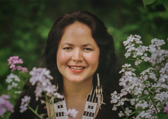 Native American singer Joanne Shenandoah, photographed in 1996, at the ancient Oneida Indian village site known as Nichols Pond near Canastota, N.Y., has died.