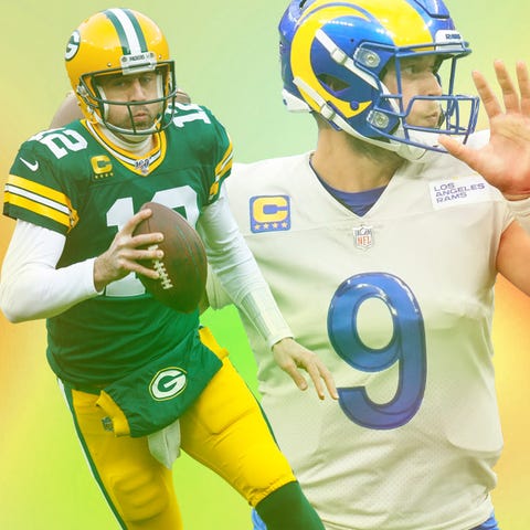 Packers QB Aaron Rodgers and the Rams' Matthew Sta