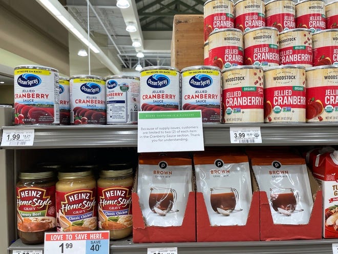 Some grocers, including Publix, started limiting purchases of cranberry sauce and gravy as Thanksgiving approached. These limits continue for Christmas.