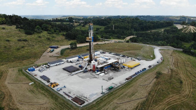 Rising energy prices are having an impact on the oil and gas industry in Ohio. This drone photo shows an Ascent Resources well pad.