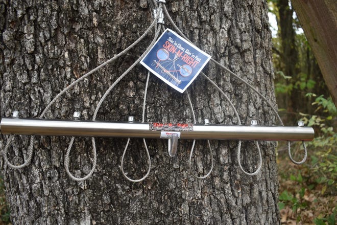 Outdoor folks can be difficult to shop for. Hopefully this week’s column will help you choose the just right gift. Pictured is an innovative Skin M Right gambrel for hanging game animals.