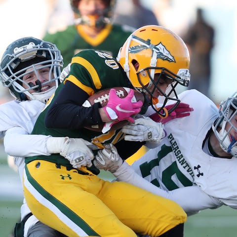 Pleasantville's Erik Coleman (13) and Quinn Egan (